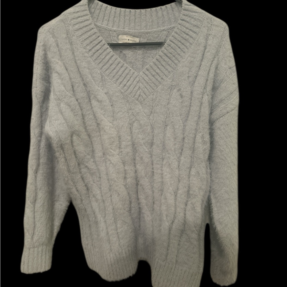 Lucky Brand Light Gray V-Neck Sweater